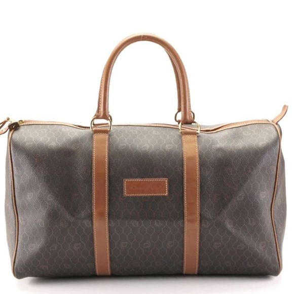 Dior Handbags - Christian Dior Honeycomb Canvas and Leather Luxury Travel Handbag